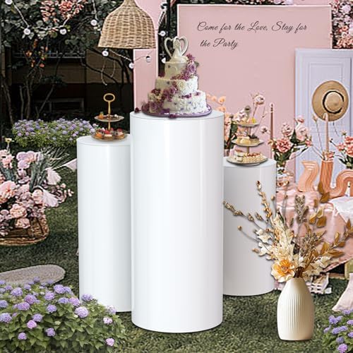 White Cylinder Stands 3pcs for Party Decor Events