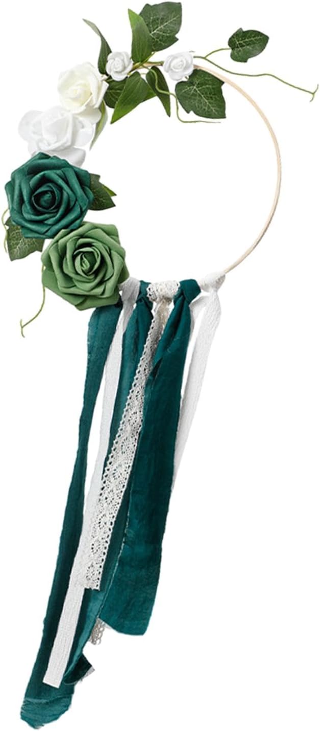 Artificial Spring Flower Wreath Wall Decor Green