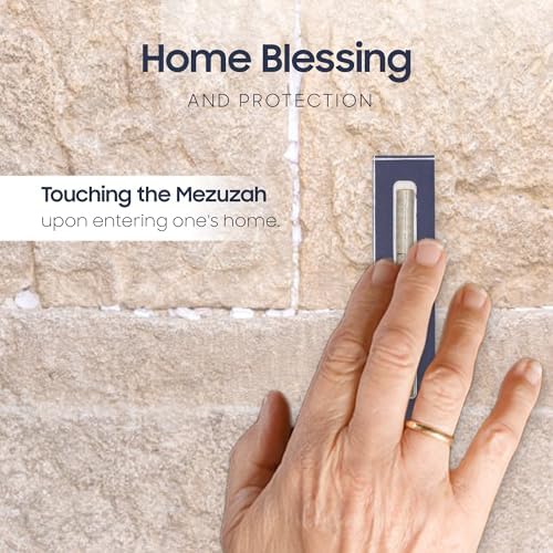 AS Mezuzah Case Modern Acrylic Design 6 Inches Navy
