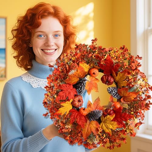 22 Inch Fall Wreath for Front Door