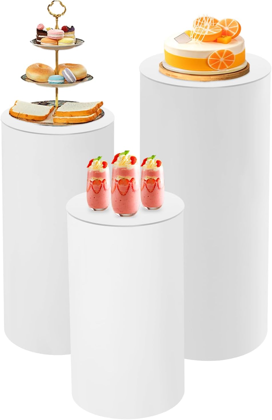 3Pcs Cylinder Pedestal Display Stand for Wedding Decor
