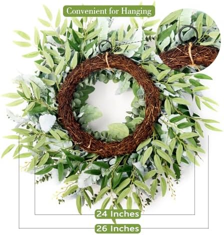 26 Inch Eucalyptus Front Door Wreath for All Seasons