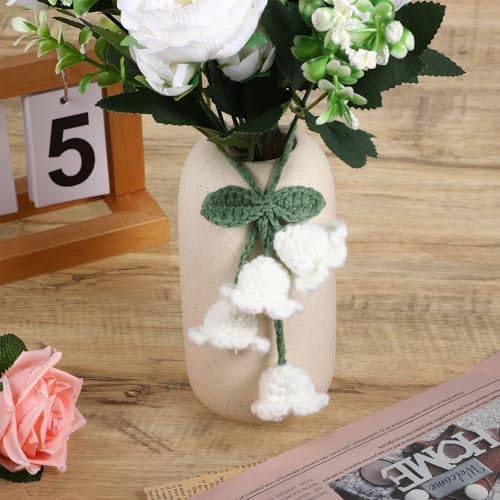 Crochet Flower Car Decor Acrylic Bell Orchid Pendant Hanging Charm for Cars and Home