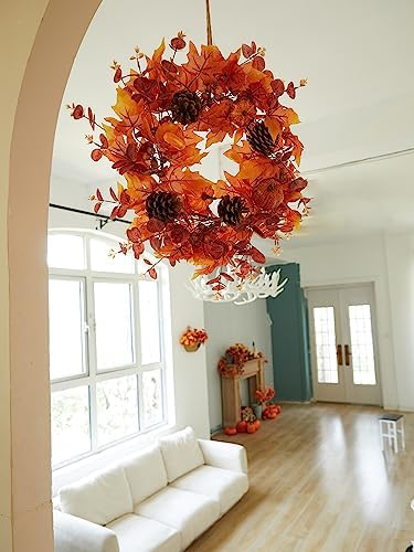 Thanksgiving Wreath - Fall Decor 18 Inch Artificial Door Decor