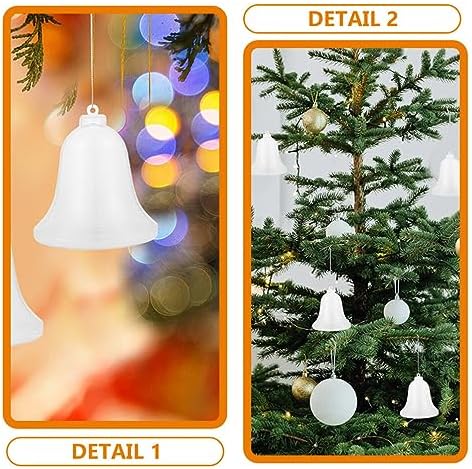 12pcs Clear Fillable Bell Ornaments for Christmas Tree Decorations and Holiday Parties