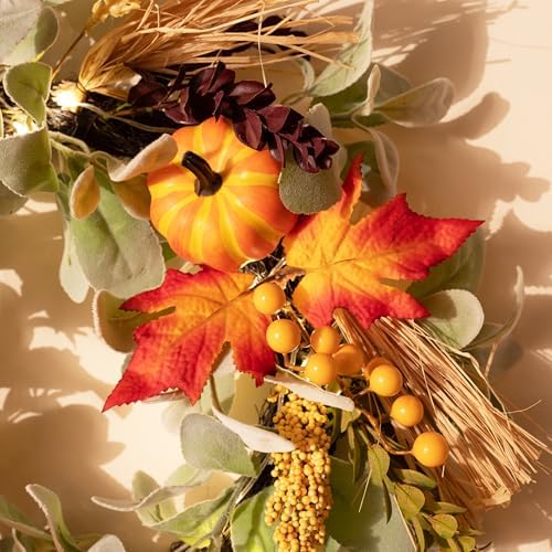 Valery Madelyn 18 Inch Autumn Wreath with Lights