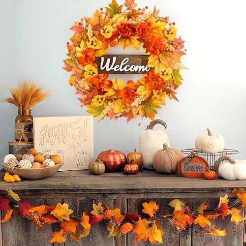 24 Inch Fall Wreath Front Door Decor
