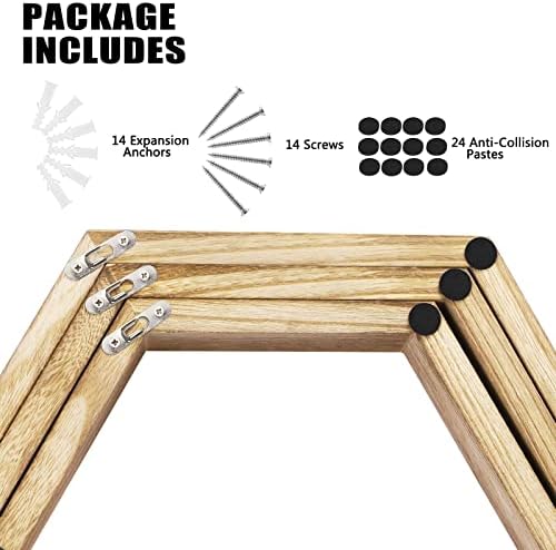 Set of 6 Wooden Hexagon Floating Shelves for Home Decor