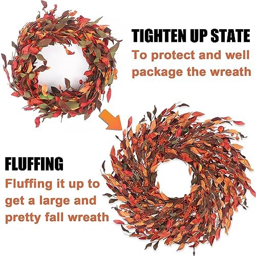 Kmise 25 Inch Fall Wreath Front Door Decor