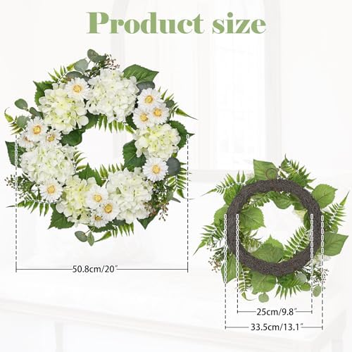 Briful 20 Inch Spring Wreath Realistic Floral Decor