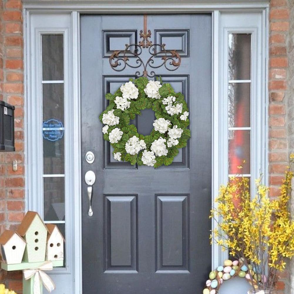Briful 196 Inch Geranium Wreath with Greenery