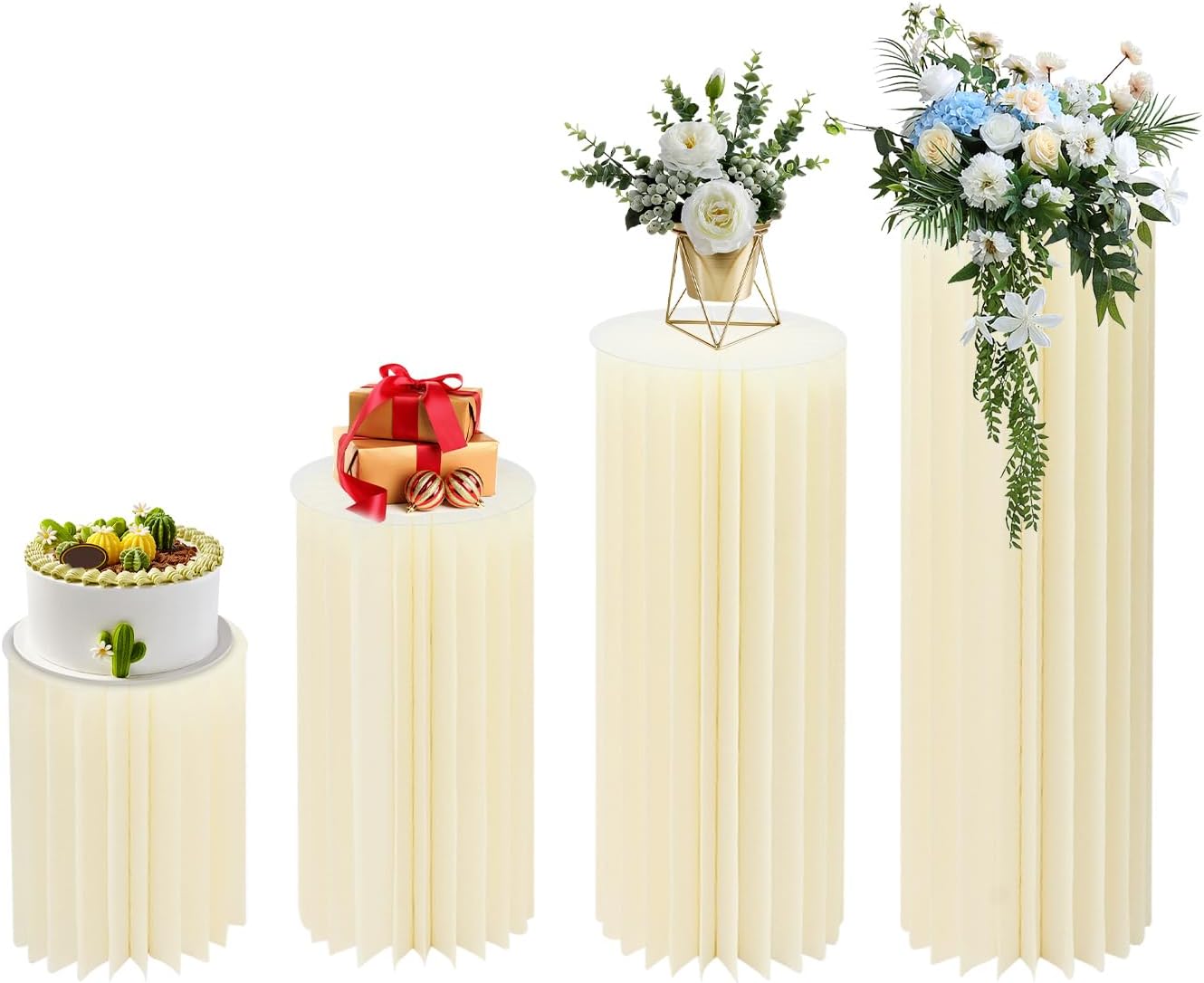 4 Pcs Foldable Cardboard Column Pedestal for Wedding Decor
