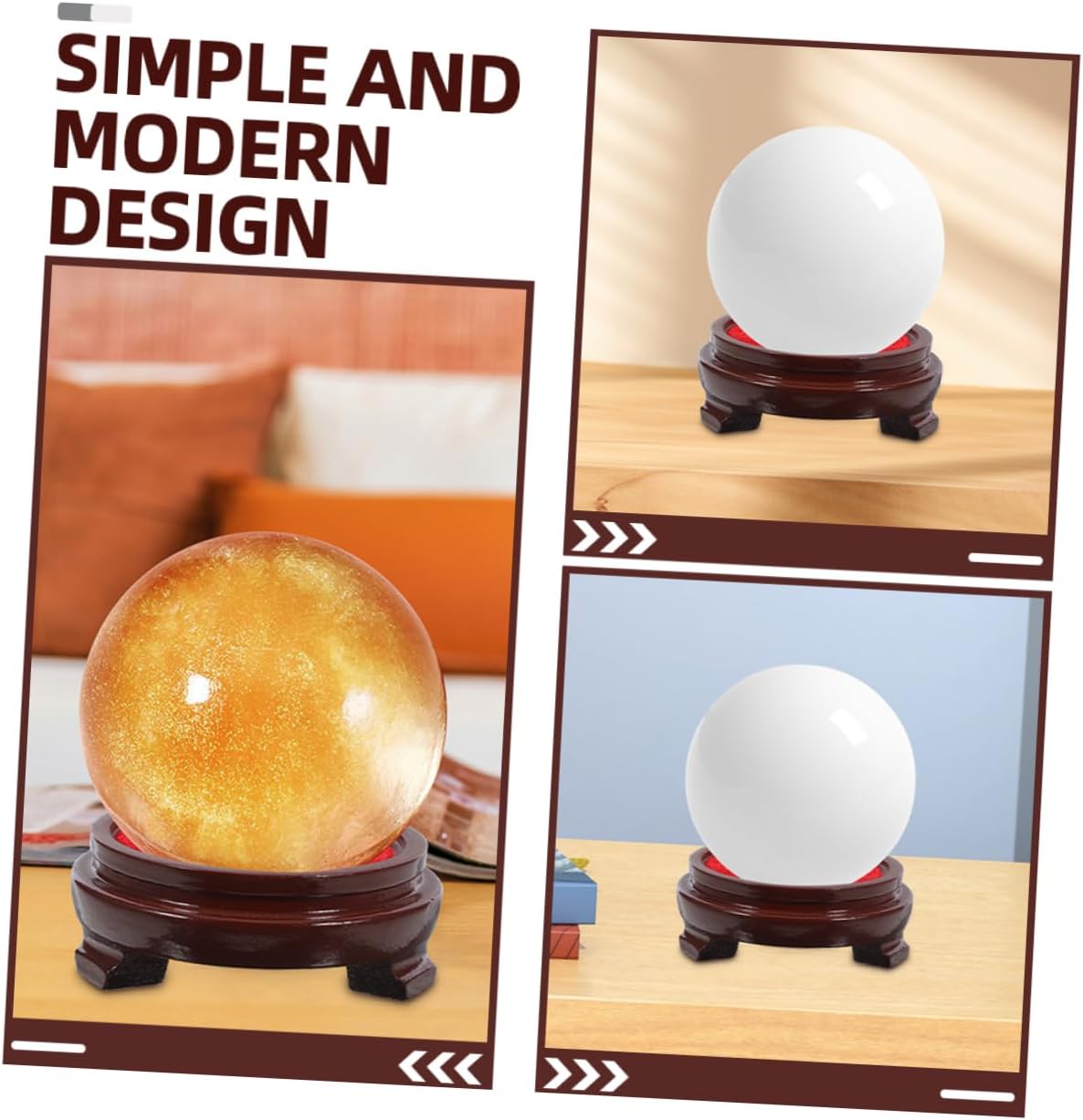 Crystal Ball Display Stand with Wooden Base for Home Decor