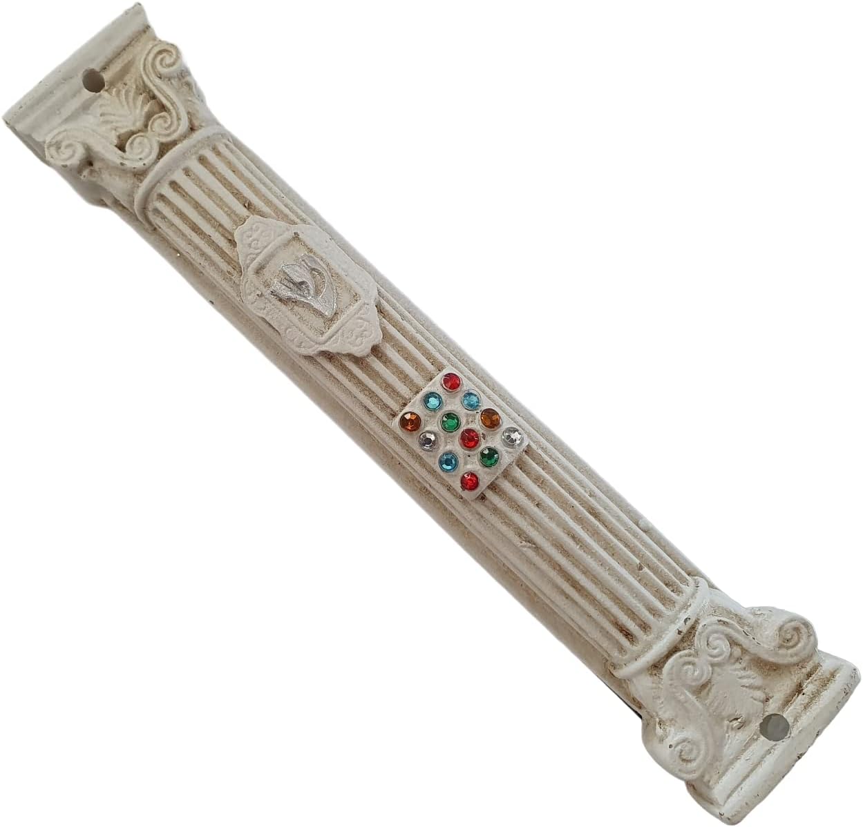 Classic Greek Style Mezuzah with 12 Choshen Gems
