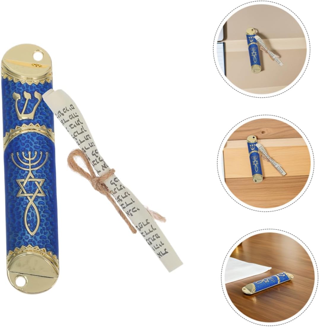 3 Sets Mezuzah Case with Scroll - Traditional Metal Jewish Home Blessing Decor