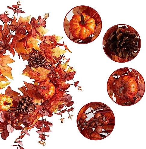 Thanksgiving Wreath - Fall Decor 18 Inch Artificial Door Decor