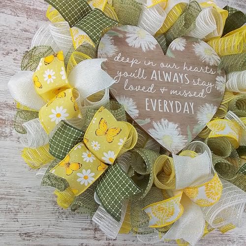 Memorial Wreath Door Hanger with Removable Heart Sign
