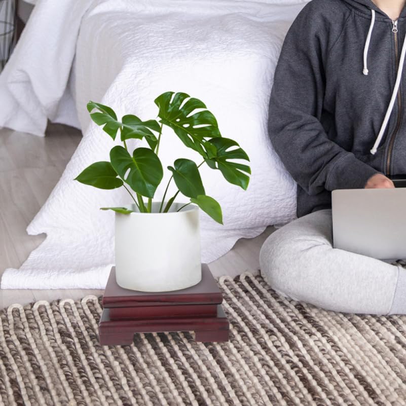 Luxshiny Small Square Wood Display Stand for Tea Pot Flowerpot Bonsai Buddha Statue