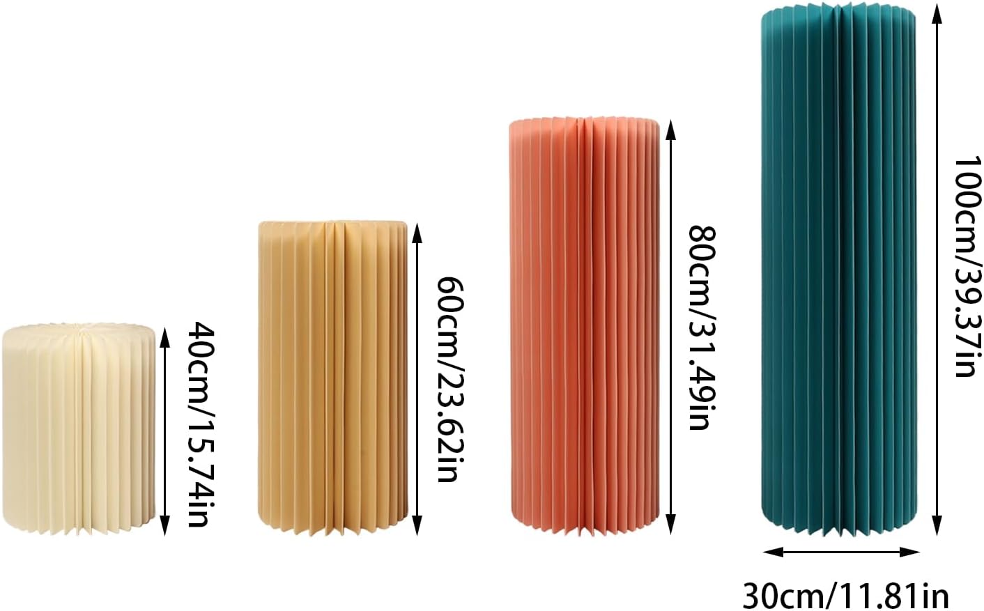 3 Pcs Foldable Accordion Cylinder Paper Display Stand for Flowers and Decor