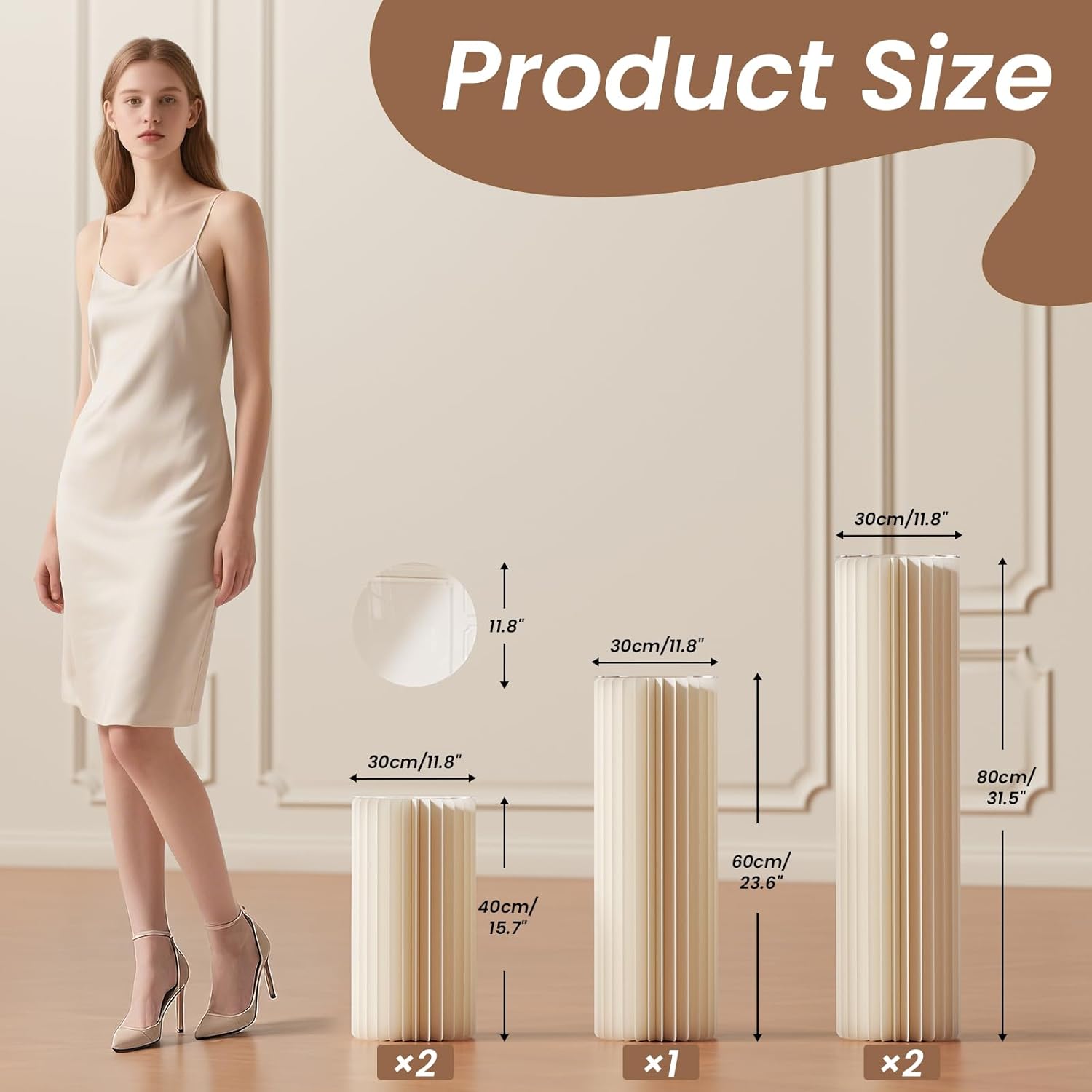 HeiMma 5 Pack White Cylinder Pedestal Stands for Party Displays