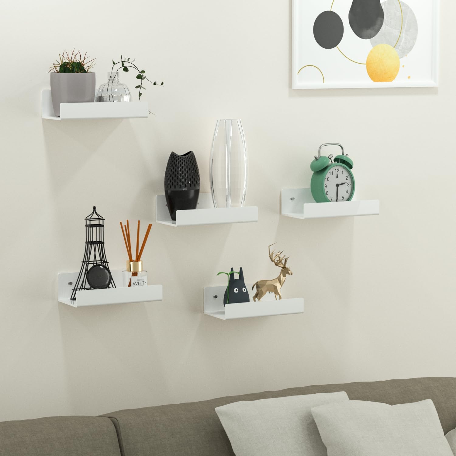 7 Inches White Acrylic Wall Display Shelves 2 Pack U Shape