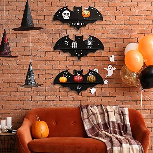 Geetery 3 Pcs Floating Black Bat Shelf Gothic Decor