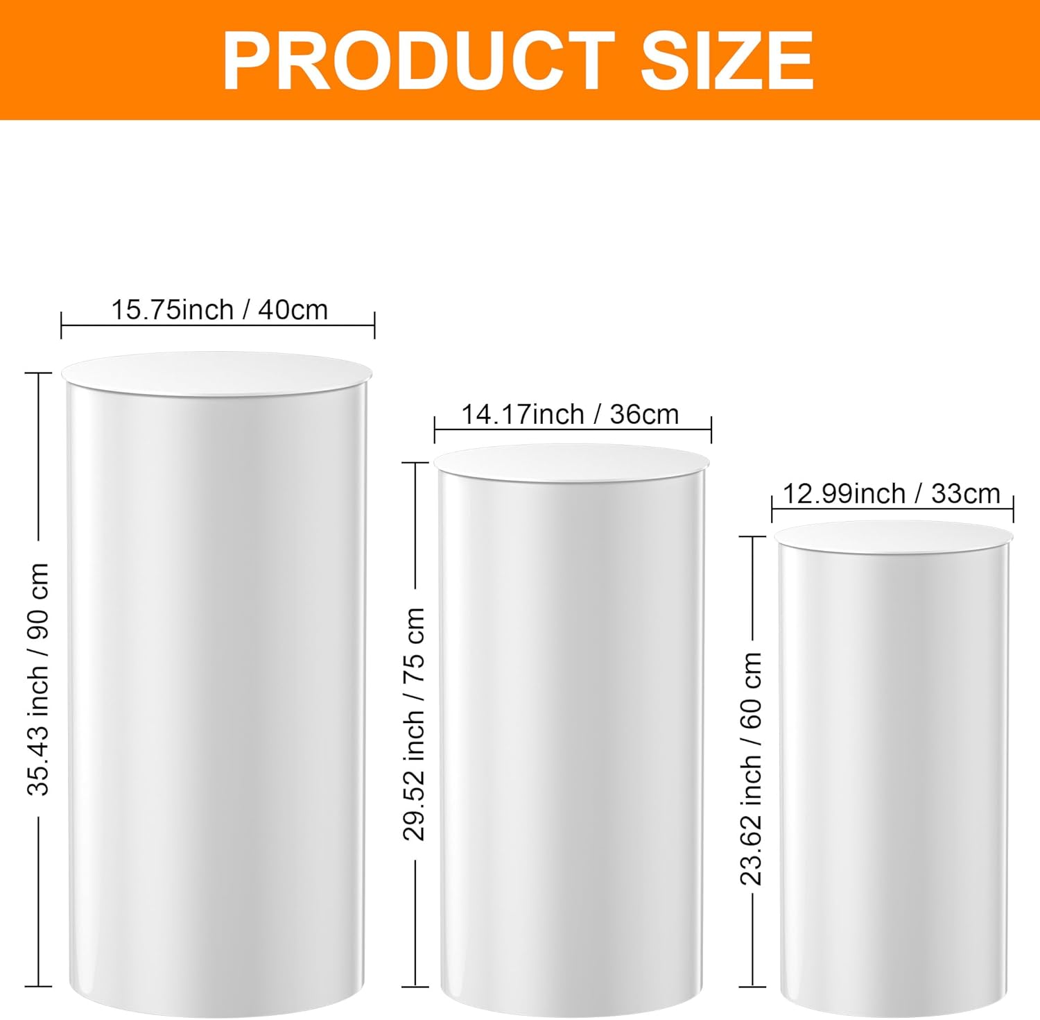 Toosci 3 Piece White Cylinder Display Stand Set for Party Decor
