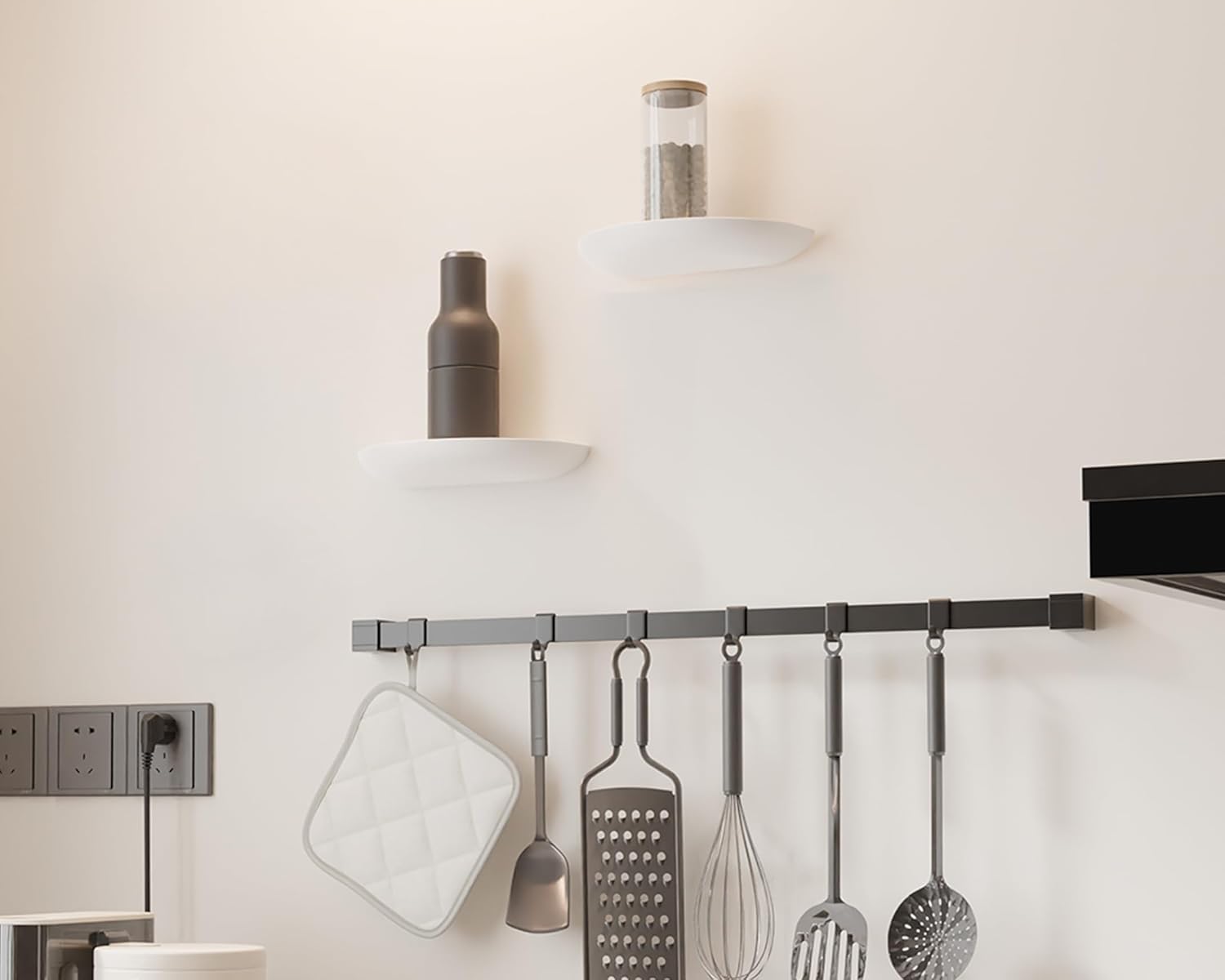 Solid Wood Half Round Floating Wall Shelves Elegant White Shelves for Home Decor