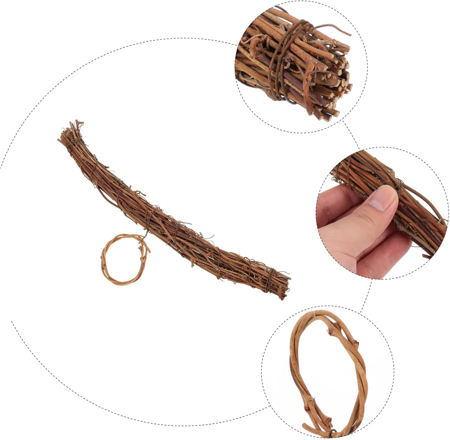 Amosfun 5pcs DIY Rattan Wreath Hanger Heart Shape Frame Front Door Garland Accessory