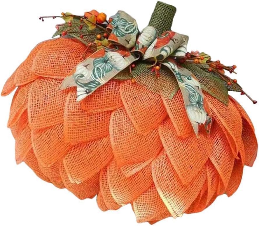 Autumn Pumpkin Wreath with Bows and Berries