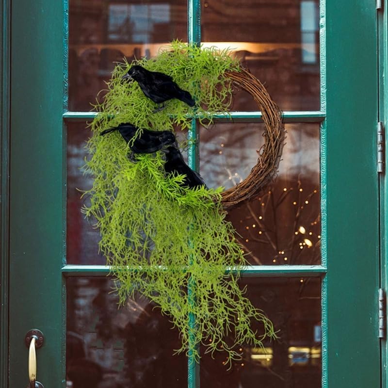 23 Inch Halloween Crow Wreath for Front Door Decor