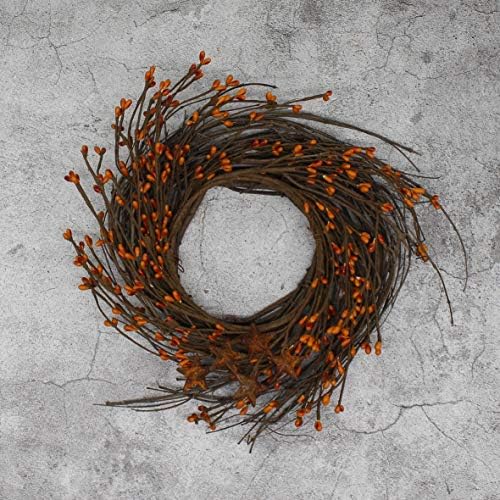 CVHOMEDECO Primitives Rustic Wreath with Barn Stars and Berries