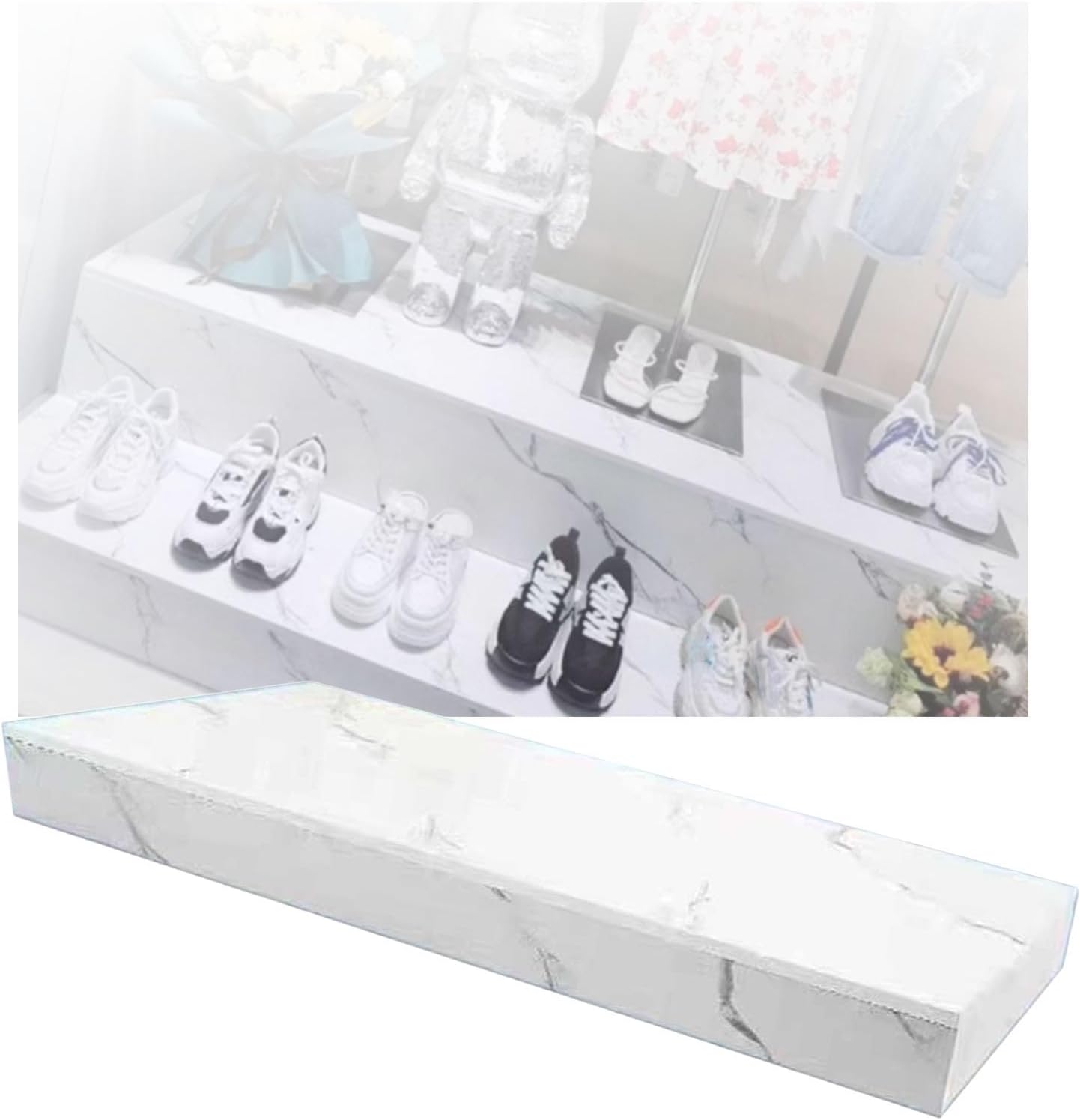 Square Display Pedestal Stand 10cm White