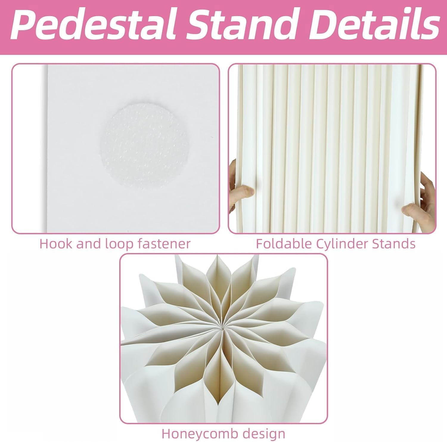 3 Pcs White Cylinder Stands for Party Display