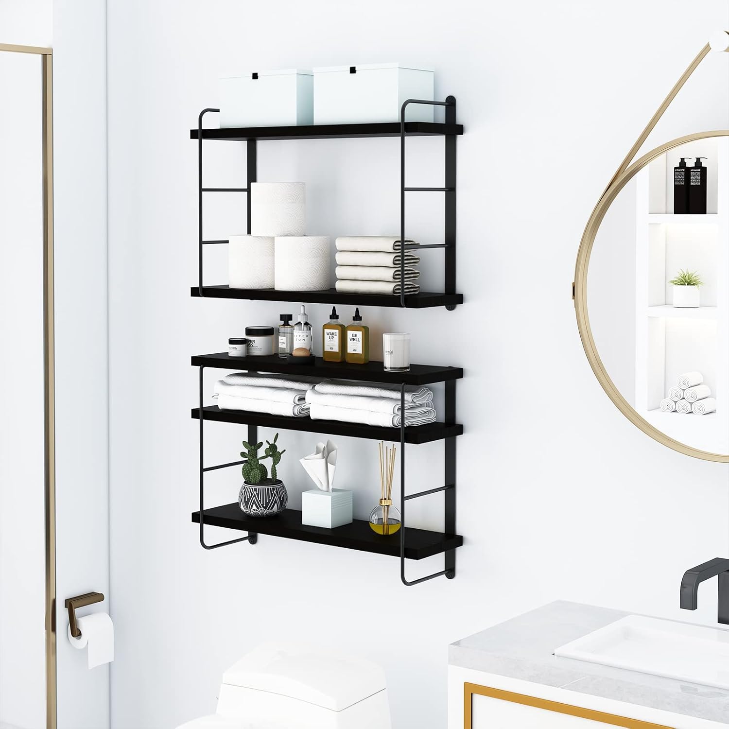MXCSE Floating Shelves 5pcs Black Wall Mount