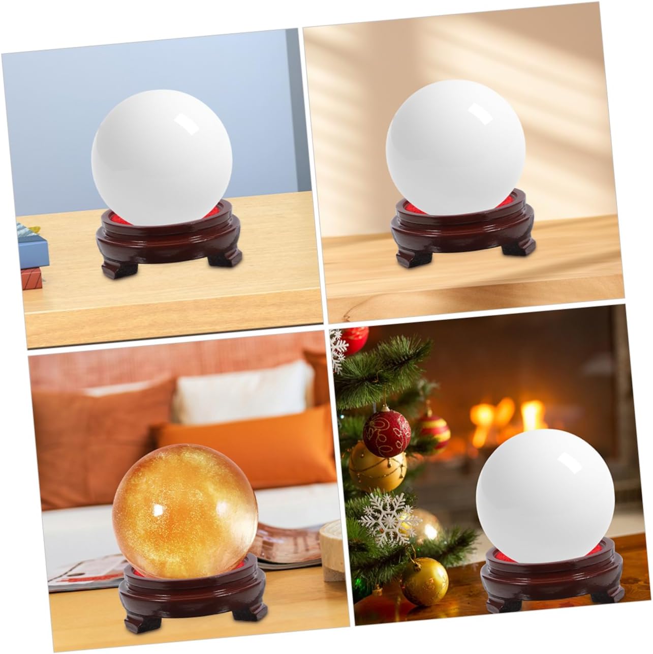 Crystal Ball Display Stand with Wooden Base for Home Decor
