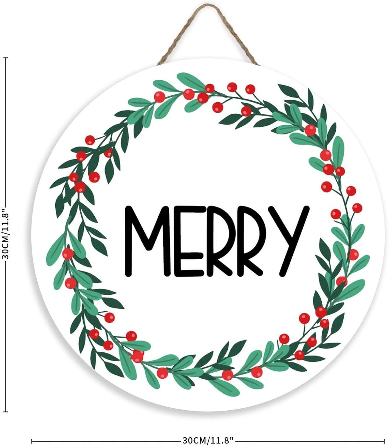 Mutilovely 12-Inch Round Wooden Welcome Door Hanger
