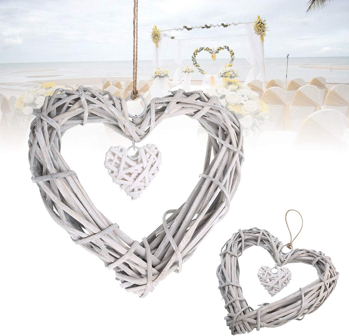 8 Inch Heart Shaped Wicker Wreath Wall Hanging