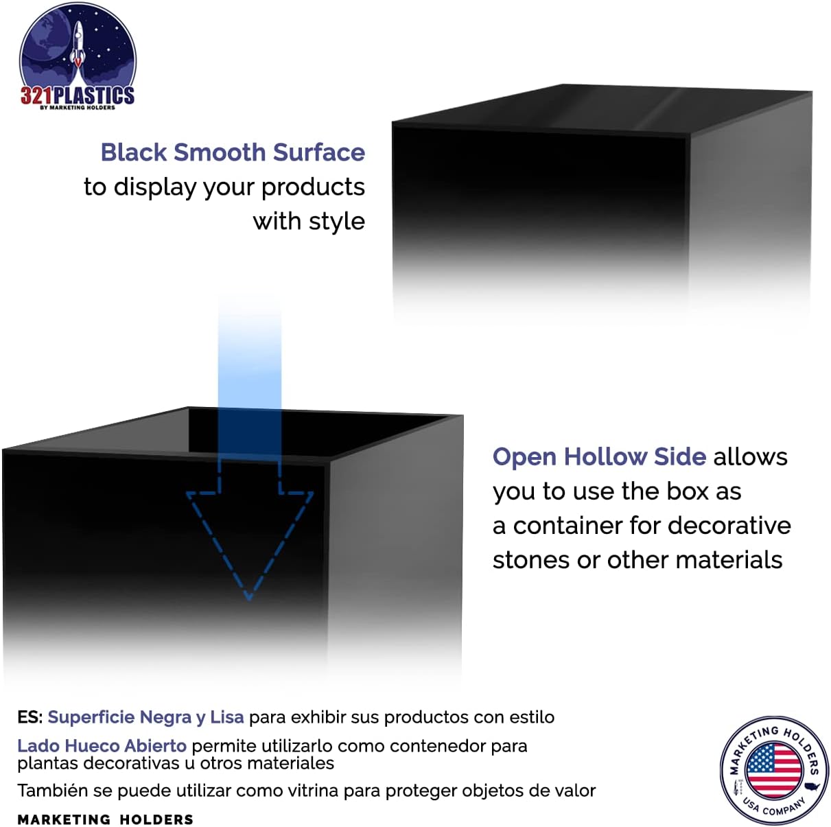 Black Acrylic Tall Display Pedestal 24 Inch 5 Sided Showcase Stand