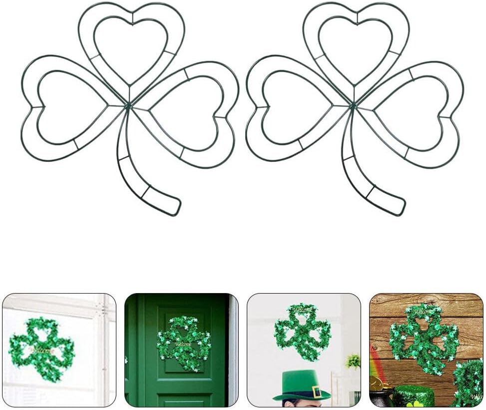 IMIKEYA 2pcs Metal Wire Wreath Frame for St Patricks Day