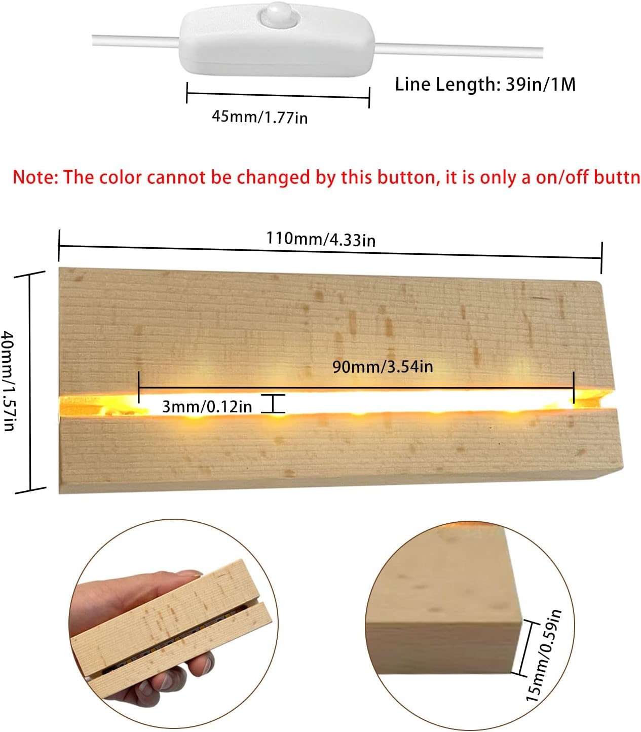 JOJOCY 2 Pack Rectangle LED Wood Display Pedestal