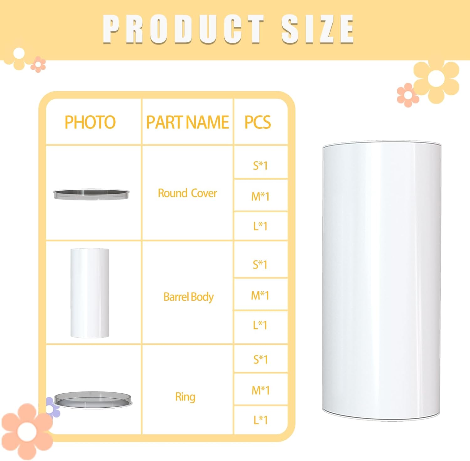 White Cylinder Stands 3pcs for Party Decor Events