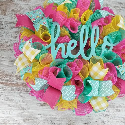 Colorful Deco Mesh Wreath for Doors