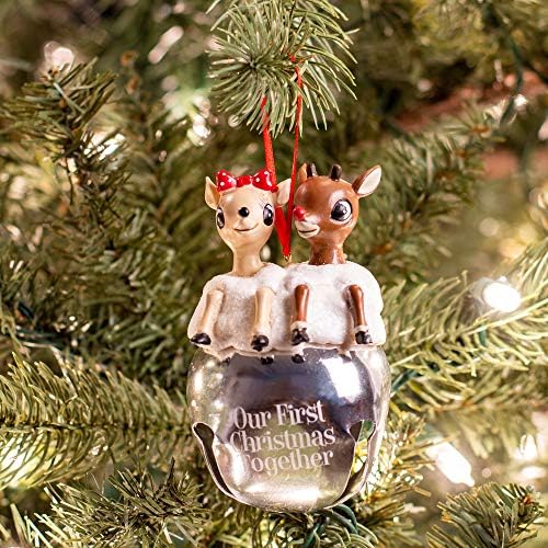 Rudolph and Clarice Holiday Bell Ornament Resin