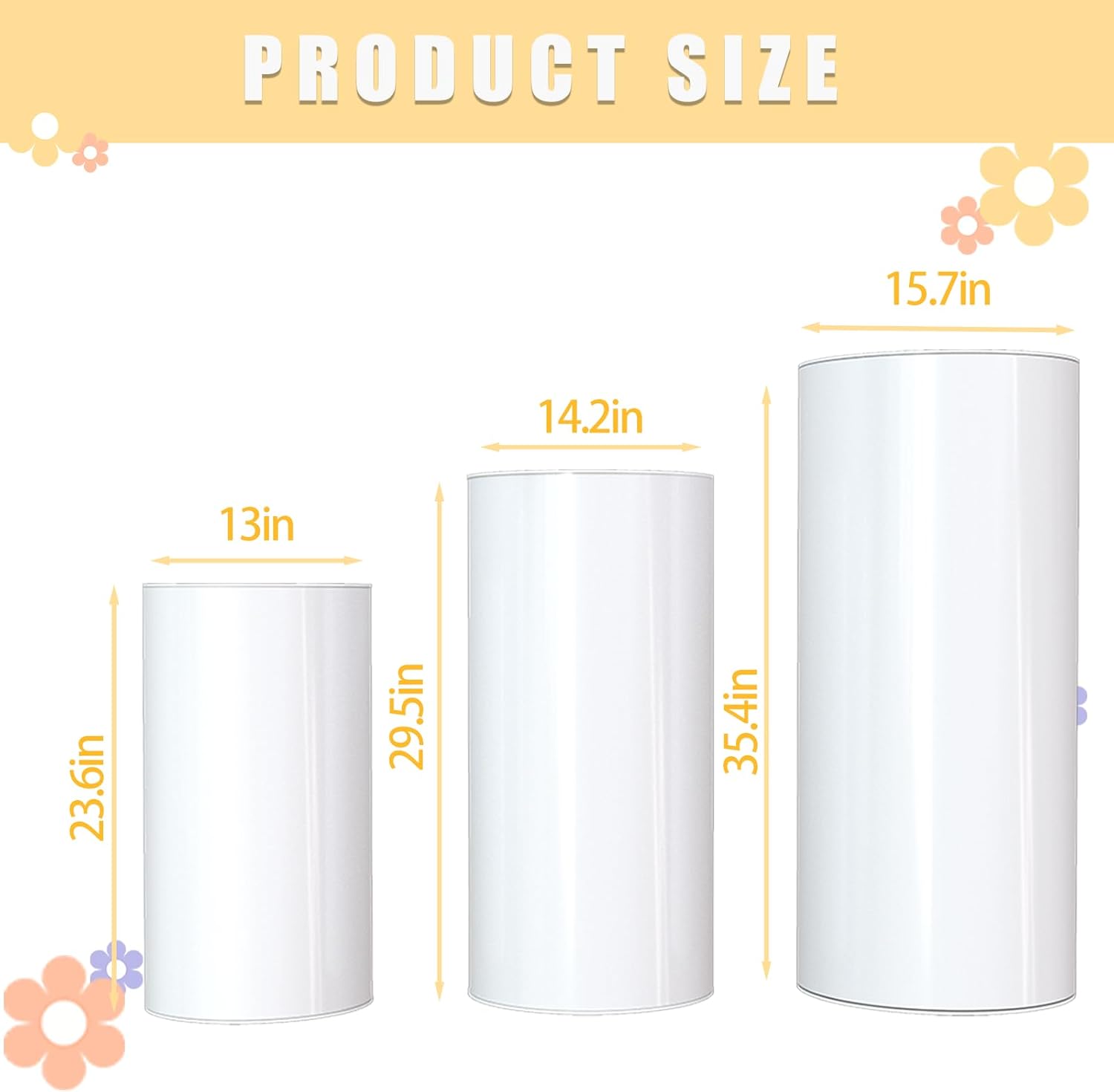 White Cylinder Stands 3pcs for Party Decor Events