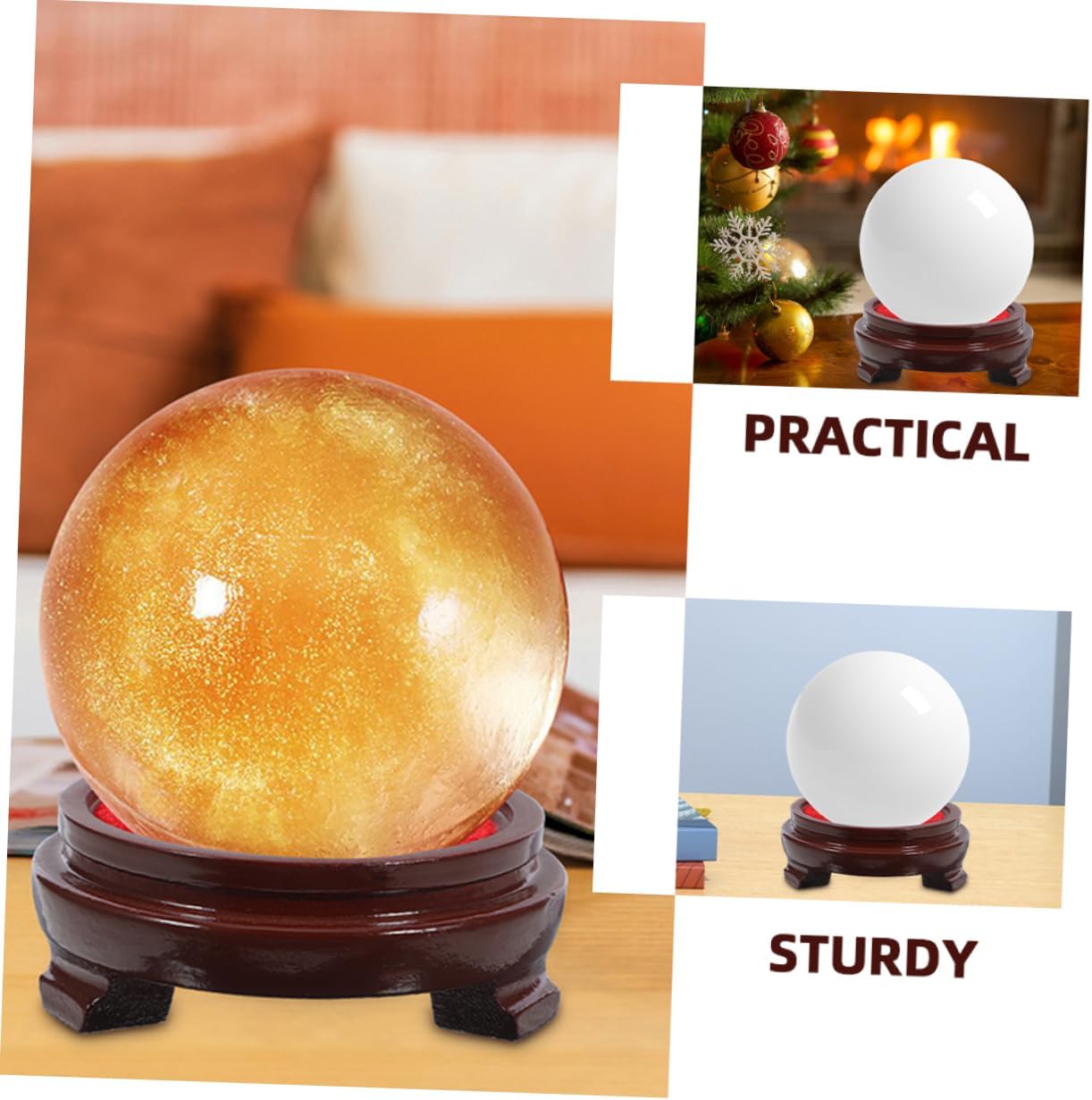 Crystal Ball Display Stand with Wooden Base for Home Decor