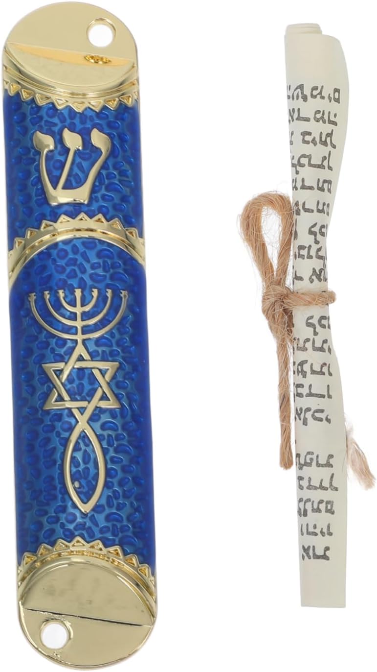 Cabilock Metal Mezuzah with Scroll Antique Zinc Alloy Religious Decoration for Jewish Home Decor