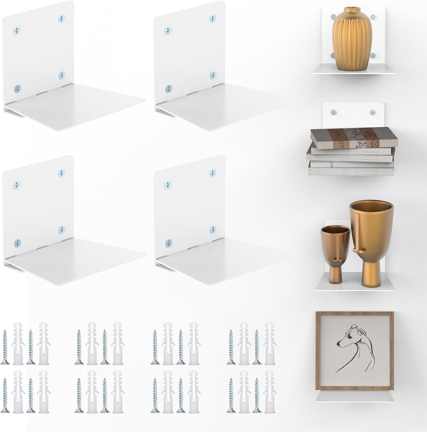 Eapele Invisible Floating Bookshelf 4PCS White