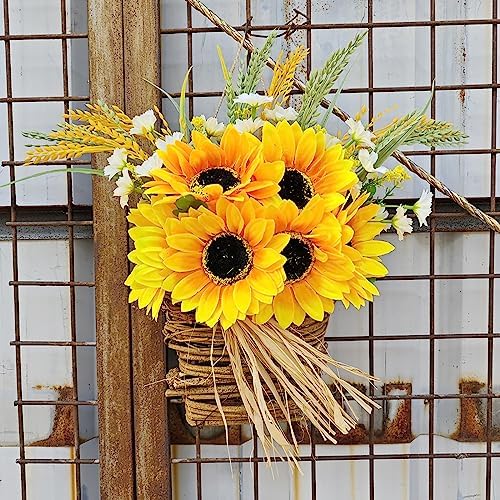 Ochine Sunflower Wreath Door Hanger Basket