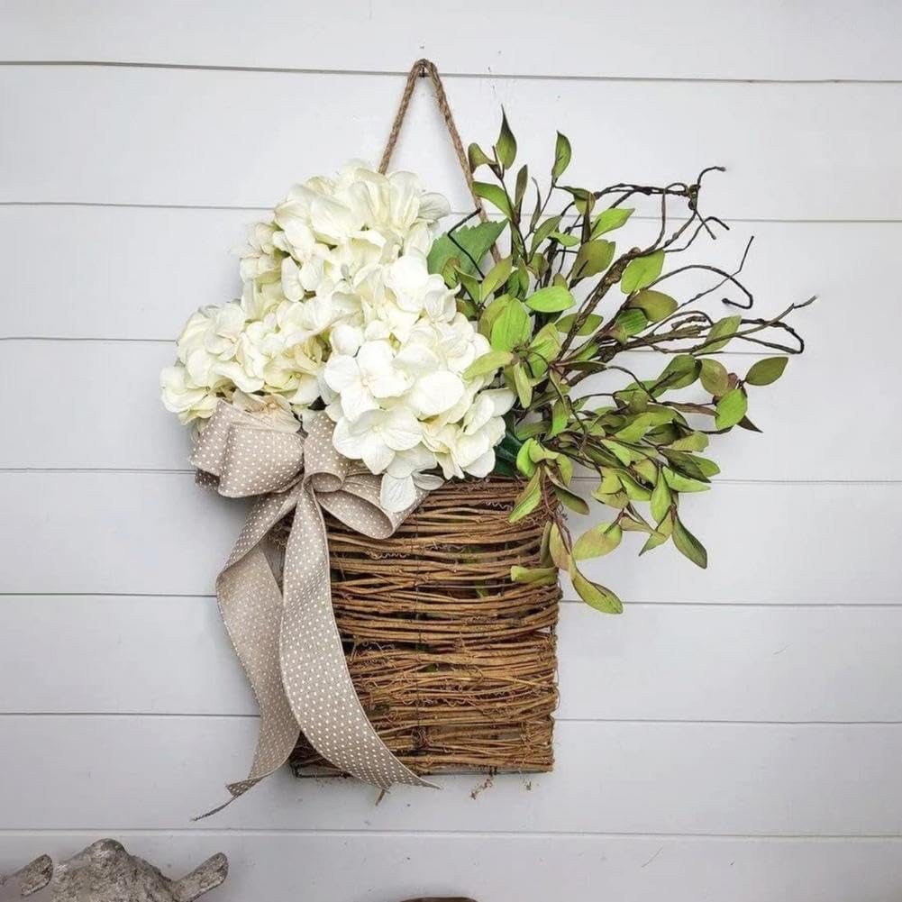 Yellow Hydrangea Door Hanger Basket Wreath